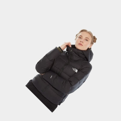 Women's The North Face Hyalite Down Hooded Down Jackets Black | US307GMUJ