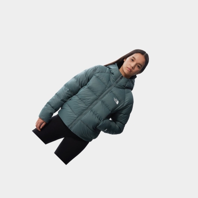 Women's The North Face Hyalite Down Hooded Down Jackets Green | US672FHRV