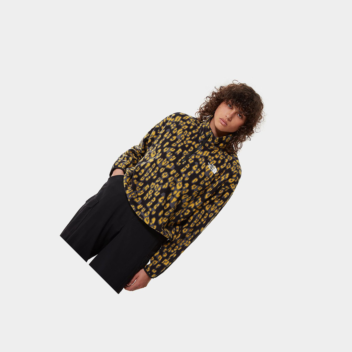Women\'s The North Face Printed TKA Kataka ¼ Zip Fleece Sweatshirt Yellow Leopard | US987QWIJ