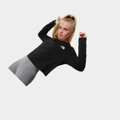 Women's The North Face CROPPED LONG-SLEEVE T Shirts Black | US921FWPZ