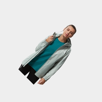 Women's The North Face Quest Hooded Waterproof Jackets Green | US924EPXN